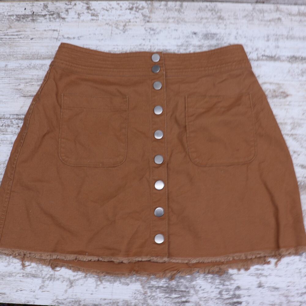 Madewell High Waist Snap Skirt Women Size 6 29x15 Burnt Siena Canvas Raw J3992